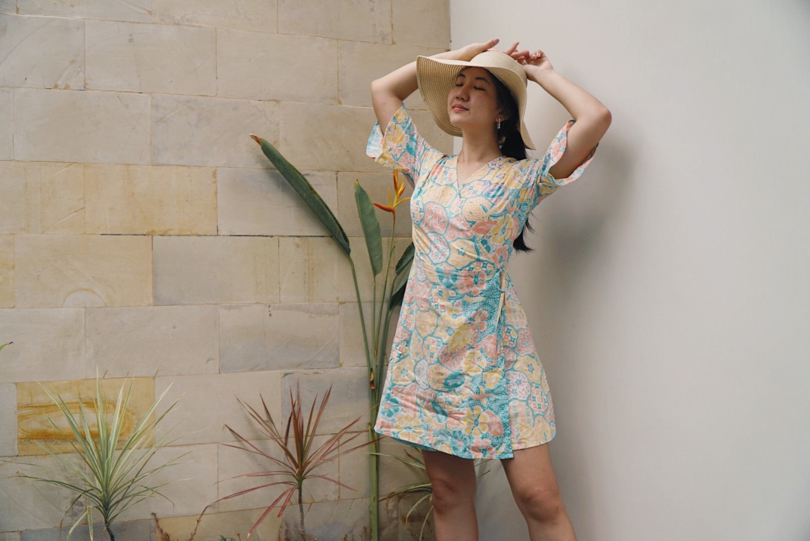 Magnolia Batik Wrap Dress in Pastel Islands - MAKERLYSG